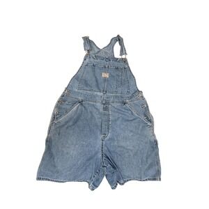 VINTAGE Y2K Old Navy Blue Jeans Denim Overalls Shorts Women's‎ Large L Shortalls